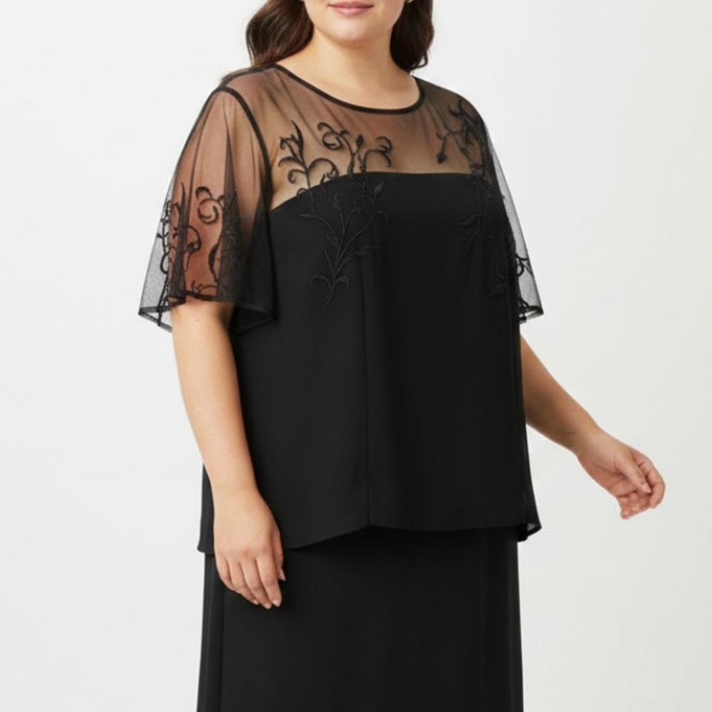 Positive Attitude Black Beaded Cocktail Mesh 22W NWT Quiet Luxury